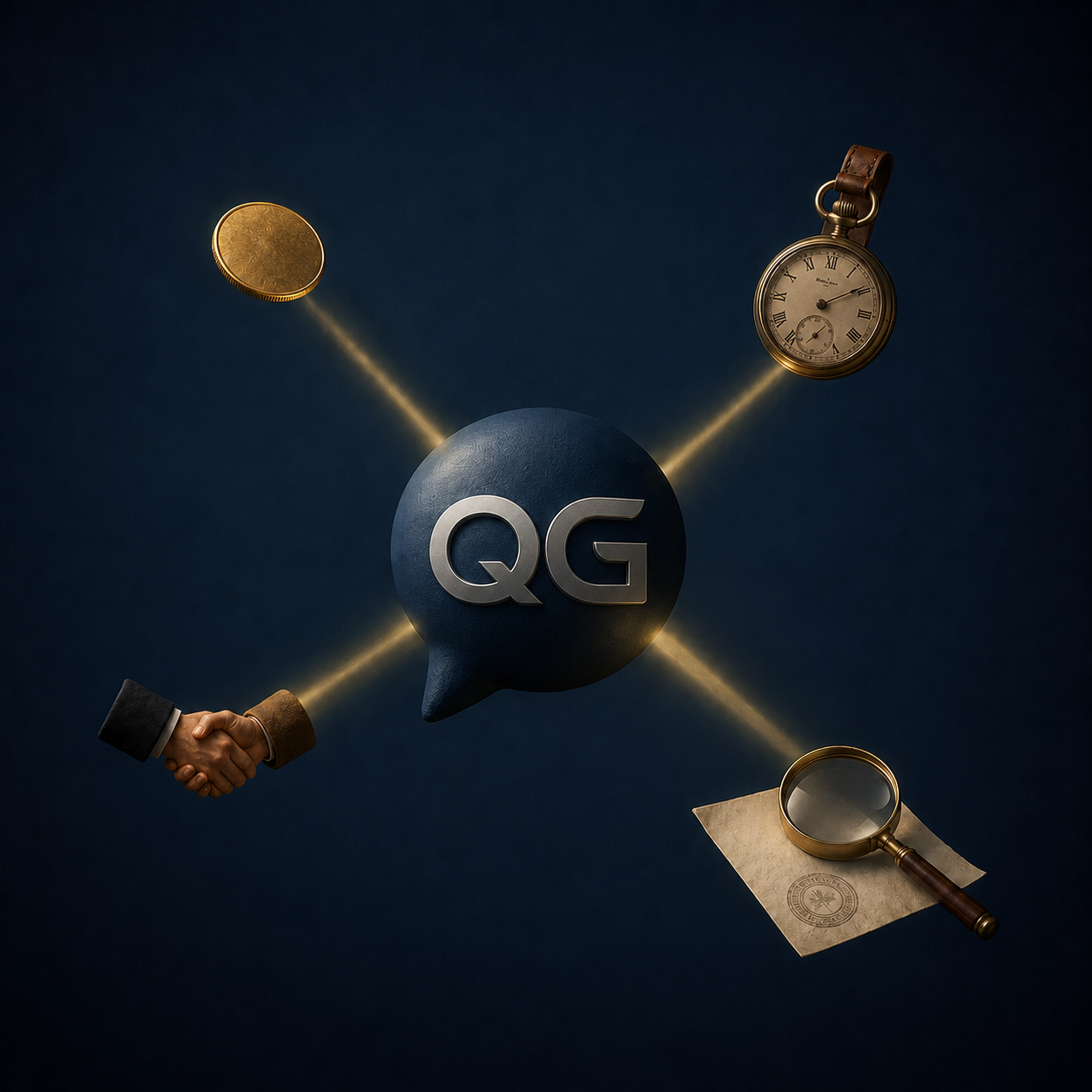 QG da Reforma Tributária no centro, conectando indicação, tempo, honorário e fonte confiável